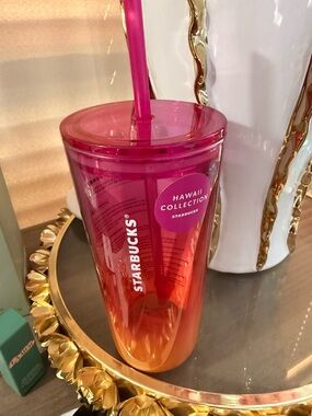 Starbucks Pink to Orange Ombre Hawaii Collection Tumbler with Straw